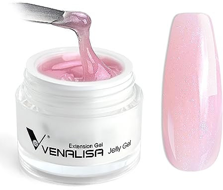 VENALISA Gel Ricostruzione Unghie 50ml-rosa glitterato nude-Smalto Semipermante Per Unghie Builder Gel unghie gel ricostruzione Per gel unghie uv Nail Art Manicure per Ricostruzione Unghie e Refill