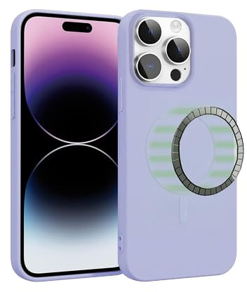 ICOVERI Coque Silicone Magnétique pour iPhone 15 Pro, Compatible avec MagSafe, Housse Protection Complète, Aimants Intégrés, Antichoc, Étui de Protection en Silicone (Violet, iPhone 15 Pro)