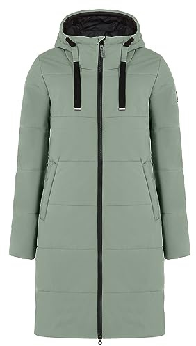 ELKLINE Damen Steppmantel Comfort | langer Wintermantel mit verstellbarer Kapuze | 2-Wege Reißverschluss mit Kinnschutz 2019060