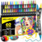 Oficrafted 60 Colors Dual Tip Acrylic Paint Pens, Premium Acrylic Paint Markers with Brush and Fine Tip, Pens and Markers for Rock Painting, Wood, Canvas, Glass & Ceramic Surfaces