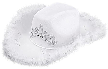 W WIDMANN MILANO Party Fashion - Cowboyhut mit Tiara und Lametta, Western, Indianer, Texas, Ranger, Junggesellenabschied