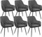 Yaheetech Esszimmerstühle 6er Set Küchenstühle, Polsterstühle mit Armlehnen Metallbeine, Seesel aus Kunstleder für Arbeitszimmer/Wohnzimmer, Dunkelgrau