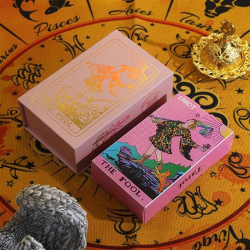 GIBZ Tarot Deck Diseño Rosa Juego de Cartas para Contar el Futuro con Caja para Principiantes