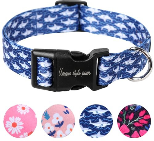 Unique style paws Blauhai Hundehalsband Geschirre Halsbänder & Leinen für Halsband Hund Breit Fliege Kette Hund Dog Collar Zughalsband Geschenke für Kleine Mittlerer Große Hunde L