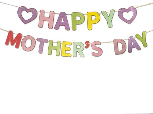 Docday Happy Mother's Day Banner We Love Mom Day Girlande Thank You Mom Tea Party Dekorationen