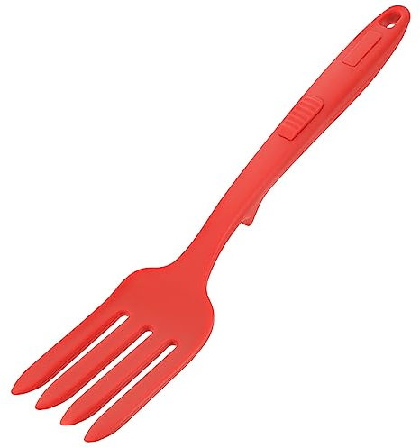 Alipis Tenedor De Cocina De Silicona Tenedores De Cocina Para Cocinar Cuchara De Servidor De Espaguetis Tenedor De Puré De Comida Frito Cocinando Alimento Gel De Sílice Lavable Rojo
