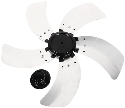 OUNONA 5 Pale Pales Ventilateurs De Ventilateur De Sol De Sur Pied De Debout Feuilles Nourricières Avec Cache-noix Éventail Mural D'aluminium