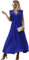 HEYPORK Damen Frühling Sommer Kleider Bequem Lässig Kleid Mode Elegant Röcke Frauen Temperament Langes Kleid Geraffte Ärmel Chiffon Faltenrock Feste Farbe Kleider(Blau, L)