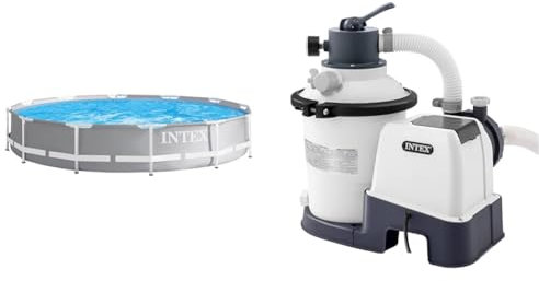 Intex 26710NP Piscina Desmontable Redonda, 366 x 76 cm & 55249 - Depuradora de Arena Krystal Clear 3.500 L/H, para Piscinas Desmontables de hasta 17.000 L., 4 Funciones y Sistema de Bloqueo