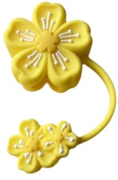 Bouchon de paille en silicone pour Stanley de 76,2 et 1,134 g, capuchon de paille en fleurs de cerisier, anti-éclaboussures, réutilisable, capuchon de paille de 10 mm pour Stanley (jaune)