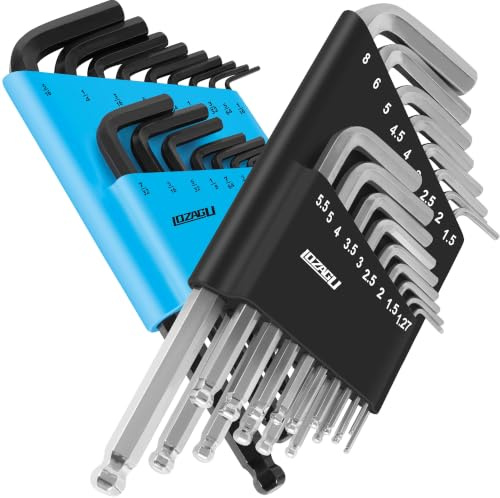 LOZAGU 36-Piece Allen Key Set, Ball End, SAE and Metric Hex Key Set