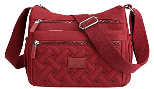 Zirkeltraining Taschen Herren Lässige Umhängetasche mit Taschen für Damen, wasserdichte Umhängetasche, Handtasche für den täglichen Gebrauch, Reisen Taschen Gurtband Breit (Red, One Size)