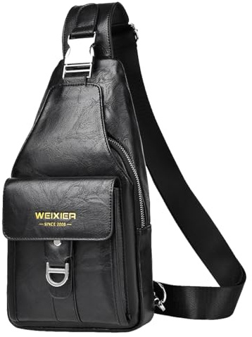 A-QMZL Sling Bags Brusttasche Herren Crossbody Umhngetasche Kleine Schultertaschen Crossbody-Taschen PU-Leder Wasserdicht Casual Chest Taschen für Männer und Damen
