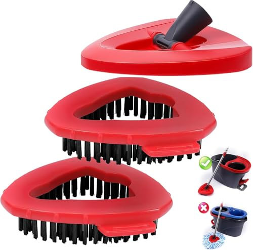 Lot de 2 brosses à récurer et 1 tête de Balai Rotatif, Base de Rechange pour O Ceda et Viled EasyWring 2 Tank System, tête de Balai de Rechange pour Salle de Bain, Cuisine, Mur, carrelage