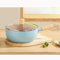 NNYCC Ceramic Nonstick Saucepan Ceramic Milk Pan with Glass Lid Induction Cooking Pot with Wood Handle Dishwasher Safe,Blue,22cm
