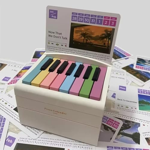 Klavierkalender 2025, Mini Klavierkalender, Spielbarer Klavier-Tischkalender mit 52 Wochen Notenblättern, 3D Memo Pad Kreativer Zeitmesser Kalender Weihnachten Geburtstagsgeschenk