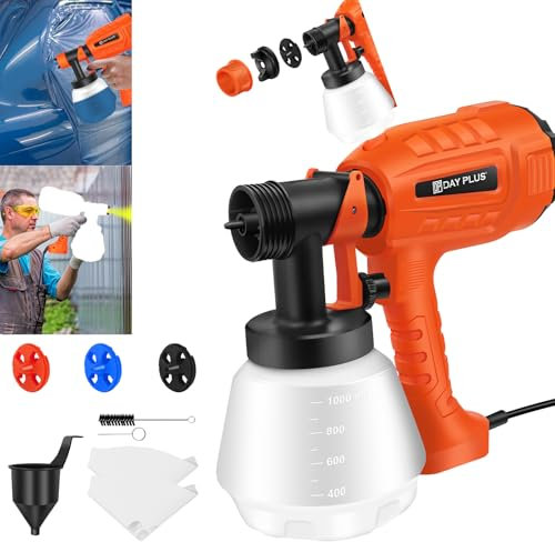 Farbspritzpistole,Farbspritzmaschine,Zaun-Farbsprühgerät für Wände und Decken,Elektrische Sprühpistole Gartenzaun-Sprühgerät zum Streichen von Zäunen und Terrassen,1000ml Sprühflasche & 3 Sprühdüsen