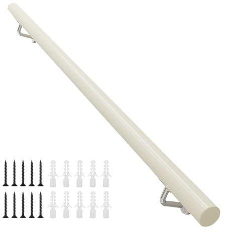 Massivholz-Handlauf, rund, Wandmontage, Stützstange für Treppe, weiß, 60 cm