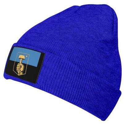 KWQDOZF Beanie-Mütze mit Flagge von Donezk, Unisex, Strickmütze, Acryl, Manschettenmütze, Wintermütze, Schwarz