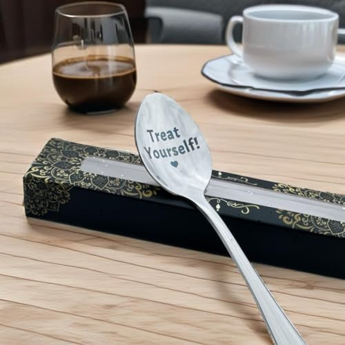 Personalised Engraved Teaspoon – Treat Yourself or Custom Text – 7 Colours – Luxury Gift Box – Perfect for Any Occasion Stainless Steel, Gift Box Included