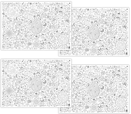 Kreativpaket Ostern- 4 x Ausmal-Tischdecke aus Papier, Papier-Tischdecke zum Ausmalen, Ausmabilder Osterzeit, Geschenkidee und tolle Kinderbeschäftigung Osterfest, Mal Mich Bunt