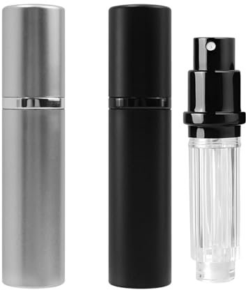 Dozylive 2 Stück 5ml Parfümzerstäuber Nachfüllbar, Mini Zerstäuber Parfum Flakon Leer, Bodenbefüllung Parfum Zerstäuber Travel Bottle Tragbarer für Ausgehen Damen und Herren Taschengröße