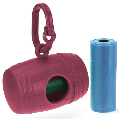 MIJOMA Hundekotbeutel Spender mit Clip – biologisch abbaubare Hundekotbeutel, 15 Stück Rolle im Set – praktische Kotbeutelbox für unterwegs (Rot)