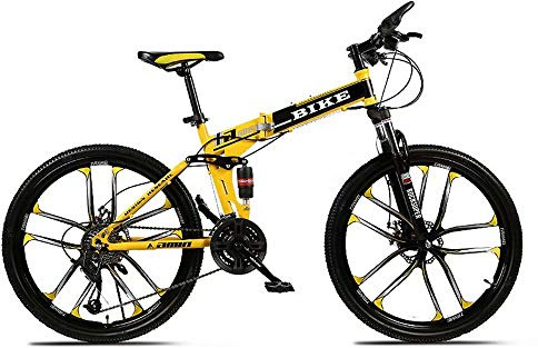 Faltbares Mountainbike 24/26 Zoll, MTB-Fahrrad mit 10 Schneidrad, gelb