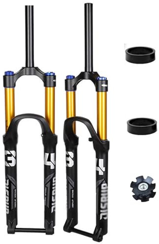 AADDFDD Fourche de VTT 26, 27,5 et 29 Pouces, Tube Droit 1-1/8, Suspension pneumatique, débattement 160 mm, réglage du Rebond, axe traversant 15 mm × 110 mm, Freins à Disque, Fourche Avant