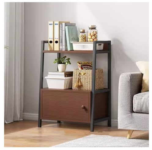 Scaffale a scala a 2 ripiani, autoportante, con struttura in metallo, con cassetti, per casa, ufficio, bagno e soggiorno