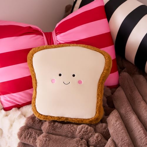 OHS Toast Shaped Microwaveable Heat Pad, Soft Plush Microwaveable Hottie with Removable Cover Heatable Cuddly Toy for Pain Relief or Cold Nights Adult Kids Gifts, Beige
