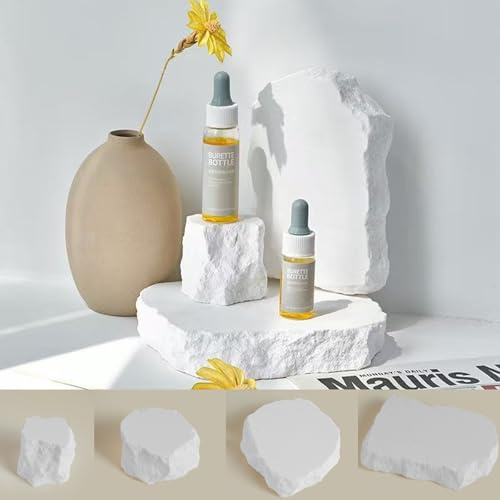 4PCS Original Design Produkt Fotografie Hintergrund Requisiten wasserdichte Harte Aromatherapie Gips Würfel Requisiten für Fotoshooting Lebensmittel Kosmetik Schmuck Ornamente Make-up (White)