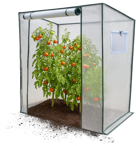 Serre – Serre ronde avec cadre renforcé en tubes d'acier galvanisés et film PE renforcé | Porte avec fermeture éclair | Résistante aux UV et au vent (Blanc, 1,98x0,77x1,68m.)'