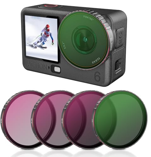 ND&CPL - Set di filtri per DJI Osmo Action 6, 4 pezzi ND8 ND16 ND32 CPL e obiettivo a densità neutra, multi-rivestito, in vetro HD Vlog