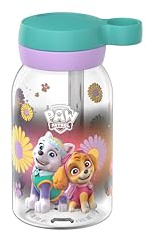 Mepal - Trinkflasche mit Trinkhalm Campus - Drehverschluss mit Grifföffnung - Hygienischer Verschluss - Trinkflasche mit strohhalm - Auslaufsicher und Spülmaschinengeeignet - 450 ml - Paw Patrol Girls