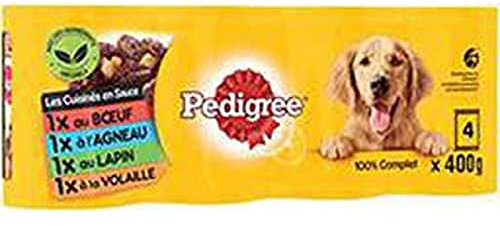 Pedigree Les Cuisines en Sauce mit kleinem Gemüse, Rind, Kaninchen, Fleisch, Lamm, 4 x 400 g