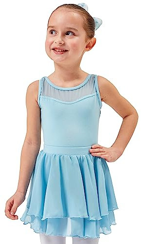 tanzmuster ® Ballettrock Mädchen - Elli - aus Chiffon zum Reinschlüpfen fürs Kinder Ballett in hellblau, Größe 116/122