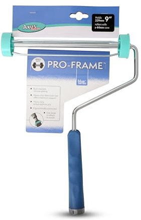 Axus Decor Pro-Frame (Blue Series) Paint Roller Handle, Ergonomic Polypropylene Handle & Chrome Plated Rod - Compatible with Screw-on Extension Poles - 9/230mm,44mm core