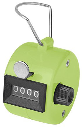 GOGO 4 stellige Fingerzähler Handzähler Counter Klicker Schrittzähler, Manueller Minizähler aus ABS-Kunststoff-Grün