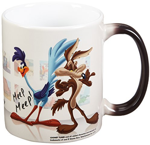 Morphing Mugs Looney Tunes (Wile E Coyote and Road Runner) Ceramic Mug, Black