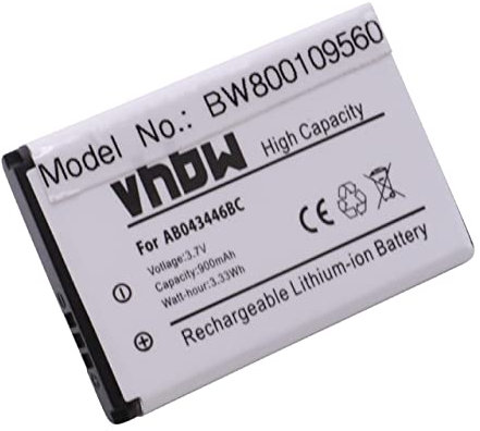 vhbw Batterie Compatible avec Samsung SGH-E218, SGH-D730, SGH-D728, SGH-E210, SGH-D720, SGH-E250 téléphone Portable (900mAh, 3,7V, Li-ION)