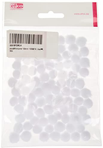Efco 1002901 Pompons 10 mm 100 Stck. weiß, Polyamid, 17 x 15 x 2 cm