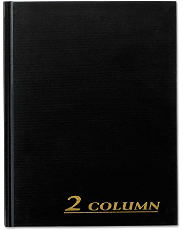 Libro de contabilidad, 2 Columna, tapa de color negro, 80 páginas, 7 x 9 1/4