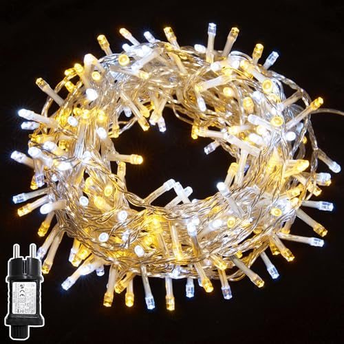 WISD LED Lichterkette 23m, 400er Warmweiß und Weiß - Dimmbare Weihnachtsbeleuchtung mit 12 Modi, Timer und EU Stecker - Innen und Außen Deko für Weihnachtsbaum, Balkon, Zimmer, Garten