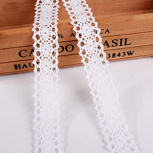 DAHI Spitzenband Weiss 26 Meter Baumwolle Dekoband -2cm Vintage Spitzenborte Häkel-Borte für Basteln Nähen Hochzeit Deko Scrapbooking Geschenkbox (2cm/26meter weiß)