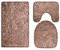A.Monamour Badezimmer Badematte 3 Teilig Set Wand-Fotografie-Abstrakter Hintergrund Der Wand Der Weinlese-Maurerarbeit des Roten Backsteins Flanell Badteppiche Badvorleger Badgarnitur WC Vorleger