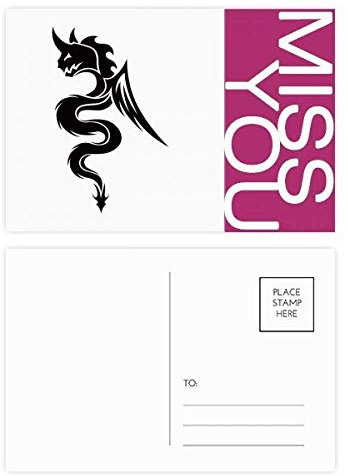 Drachen-Postkarten-Set mit Grain-Silhouette, 20 Stück