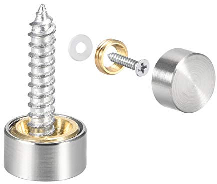 sourcing map 4Stk.Spiegelschrauben Dekorative Kappenabdeckung Nägel 10mm Polierter Edelstahl