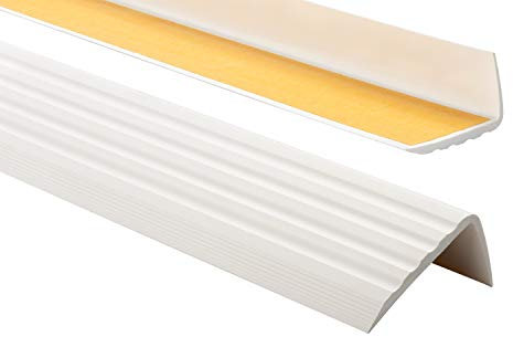 PVC Treppenkantenprofil Selbstklebend Winkelprofil Anti-Rutsch Treppenkante 41x25mm 1,0m, Weiß