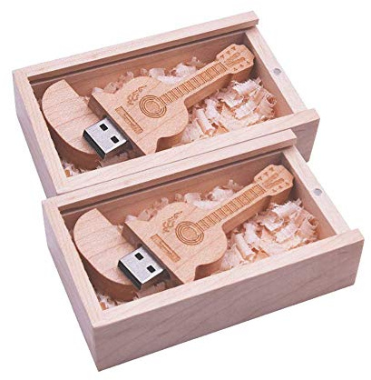 Anloter 2 Stück 4 GB USB 2.0 USB-Stick in Form einer Gitarre aus Holz mit USB-Stick